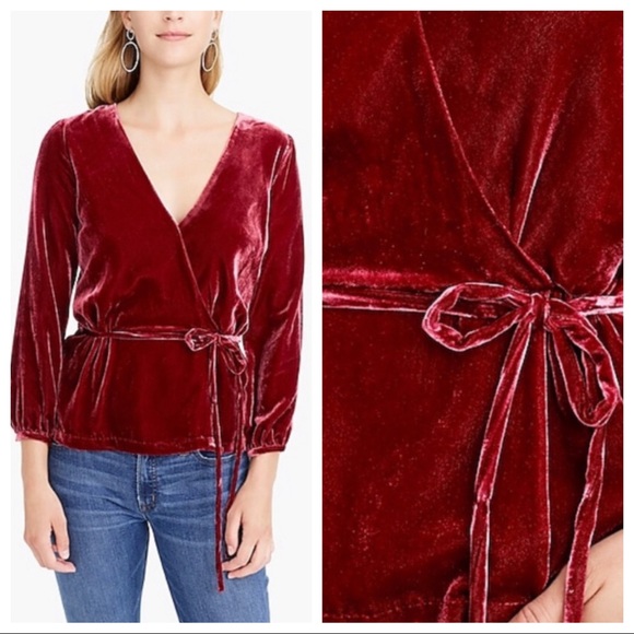 J. Crew Tops - JCrew Faux-Wrap Top in Drapey Velvet Tie Waist